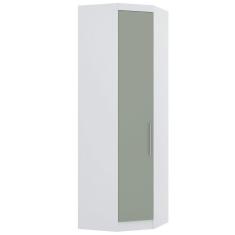 Guarda Roupa De Canto Diagonal Modulado 70cm 1 Porta Alpes Luciane Móveis Branco Pf Com Verde Pf