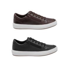 Kit 2 Tênis Masculino em Couro Legítimo Calce Fácil com Zíper - CFT, P