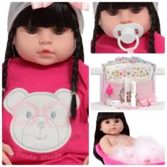 Boneca Reborn Bebê Linda Enxoval Completo Pode Dar Banho - Cegonha Reb