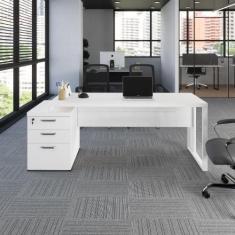 Mesa Diretor Escritório 1,50m a 1,72m 3 Gavetas Pé Metal F5 - F5 Offic