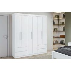 Guarda Roupa Solteiro 6 Portas E 4 Gavetas Zeus Branco