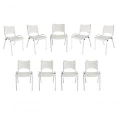 Kit 9 Cadeiras Iso Para Escola Escritório Comércio Branca Base Branca
