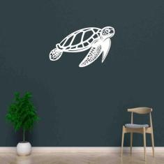 Quadro Decorativo Adorno Tartaruga 3mm Vazado - Mdf - Decoarts, Branco