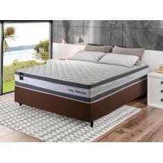 Conjunto Cama Box c/ Molas Ensacadas Alpine Cinza Casal 138x188x65 - K