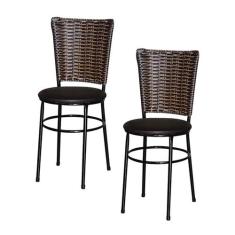 2 Cadeiras Preta Para Cozinha Hawai Cappuccino - Laumar, Marrom,Preto