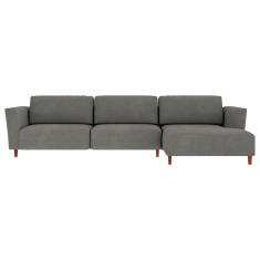 Sofá 305cm com Chaise Direita Franz Suede Grafite - Gran Belo