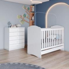 Quarto de Bebê Completo com Berço Mini Cama e Cômoda Lápis de Cor Espr