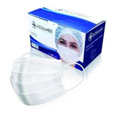 Máscara Facial Com Tripla Camada De Proteção Bacteriana  - 50 Un Azul