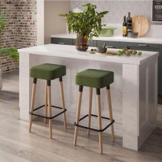 Kit 2 Banquetas Altas Estofadas Manila 70Cm Verde - Adz