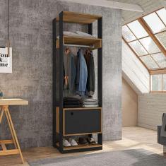 guarda-roupa closet titan 1 pt preto e freijó