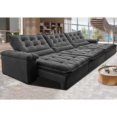 Sofá Retrátil e Reclinável 4,15m Cama Inbox Big Fresh com Softgeld40 Velupluma Cinza
