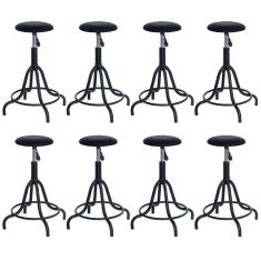 Kit 8 banquetas estofadas cozinha industrial Loft giratória West