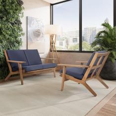 Sofá 3 Lugares Lótus Acquablock Stain Castanho/Azul