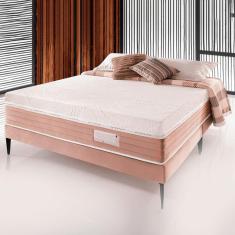Kit Box Colchao Paradiso+Base Luxo Queen Rose Estofama