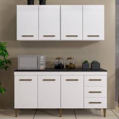 Cozinha Completa 7 Portas 3 Gavetas Atenas Kaiki Móveis Branco
