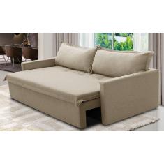 Sofá Sem Caixa Retrátil e Reclinável 2,00m com Molas Luzia Linho Bege Madelina Decor