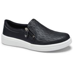 Tênis Casual Slip On Mississipi MI812 Feminino - Preto/Branco