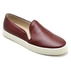 Tênis Slip On Feminino Couro Calce Fácil Casual Moderno-Feminino