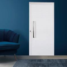 Kit 2 Portas Lambril de Alumínio Esquerda 210 X 80cm com Puxador Linha Veneza Esquadrias Bergame Branco