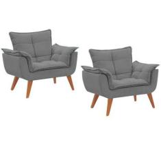 Duas Poltronas Chesterfield Luxo Opala - SUEDE CINZA CAMURÇA  / SALA, 