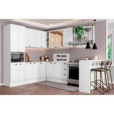 Cozinha Modulada Completa Bella 9 Peças (3Aéreos+3Balcões+1TorreQuente+1Ilha+1Complemento) C9P200 Branco - Carraro