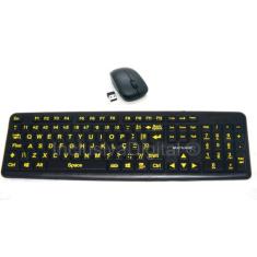 Teclado Mouse sem Fio Ampliado Adaptado Baixa Visão Alto Contraste com