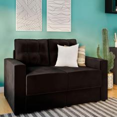 Sofá 2 Lugares Retrátil Fussen Suede Preto 140 cm