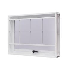 Janela De Aço Maxim-ar 60x80cm Com Grade Quadriculada E Vidro Boreal Unicsol Ramassol Branco