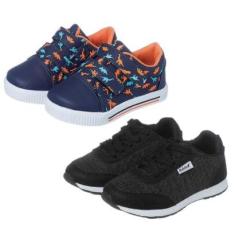 Kit 2 Pares de Tênis Infantil Masculino Dinossauro e Jogging-Masculino