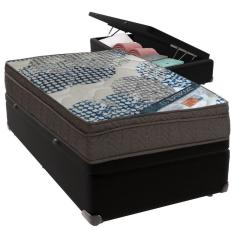 Cama Box Baú Preto E Colchão Iso Superpocket Molas Ensacadas Solteiro Ortobom