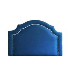 Cabeceira Tachas Provençal Glamour Veludo Azul Escuro