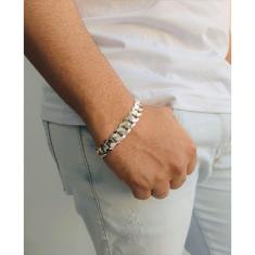 Pulseira Masculina Grumet Grossa 13mm Prata 925 Fecho Gaveta