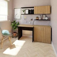 Mesa de Escritório Corp 25mm 80 cm Bramov Móveis Preto/carvalho Mel