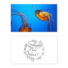 Ocean Jellyfish Science Nature Picture New Year Festival Cartão de felicitações Bless Message Present