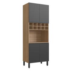 Paneleiro Torre Quente 4 Portas 1 Nicho para Forno e Adega Montana/Grafite