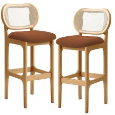 Kit 02 Banquetas Altas Para Cozinha Bancada Sala Tela Betta Fixa L02 Bouclê Terracota - Lyam