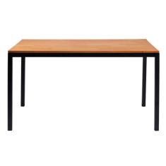 Mesa De Jantar Retangular Denver Industrial Daf Móveis 120 X 90 Cm Madeira Maciça Mel Base Aço Preto