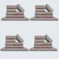 Jogo De Toalhas 24 Pçs Coleção Dubai 100% Algodão Cinza