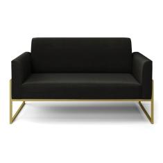 Sofá Namoradeira Base Industrial Alta Dourado Marisa Suede D03 - D\`rossi Cor Preto