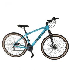 Bicicleta Aro 29 Gti Roma Alumínio 27v Freio Disco Mecânico Pneu Faixa Bege - Azul Tam.15