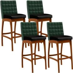 Kit 04 Banquetas Altas Cozinha Sala Jantar Fixa Mila B04 Facto Verde M