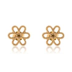 Brinco Pequeno De Flor Vazada Folheado Em Ouro 18k - Floratta Joias