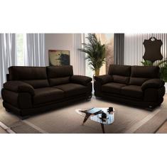 Conjunto Sofá de Couro Legítimo 3 e 2 Lugares Cama inBox Don Arturo. 2,26x1,76m