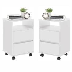 Conjunto Mesa De Cabeceira Com Rodízios Nadi Branco