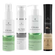 Kit Tulipia Peles Oleosas - Loção, Sabonete, Sérum, Protetor - TULÍPIA