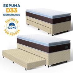 Cama Box com Colchao de Espuma D33 Pillow Top Comfort Luxo Auxiliar de