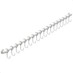 Porta Utensílios Talheres De Parede 100Cm 18 Ganchos Branco