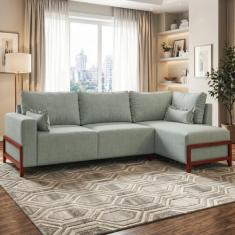 Sofá 4 lugares Bipartido com Chaise 2,75 x 1,60m Holanda Base Madeira 