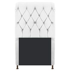 Cabeceira Estofada Cristal 90 cm Solteiro Com Capitonê Suede Branco - ADJ Decor