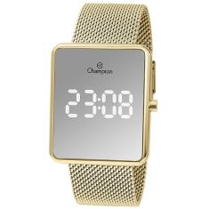 Relógio CHAMPION feminino digital espelhado dourado CH40080B